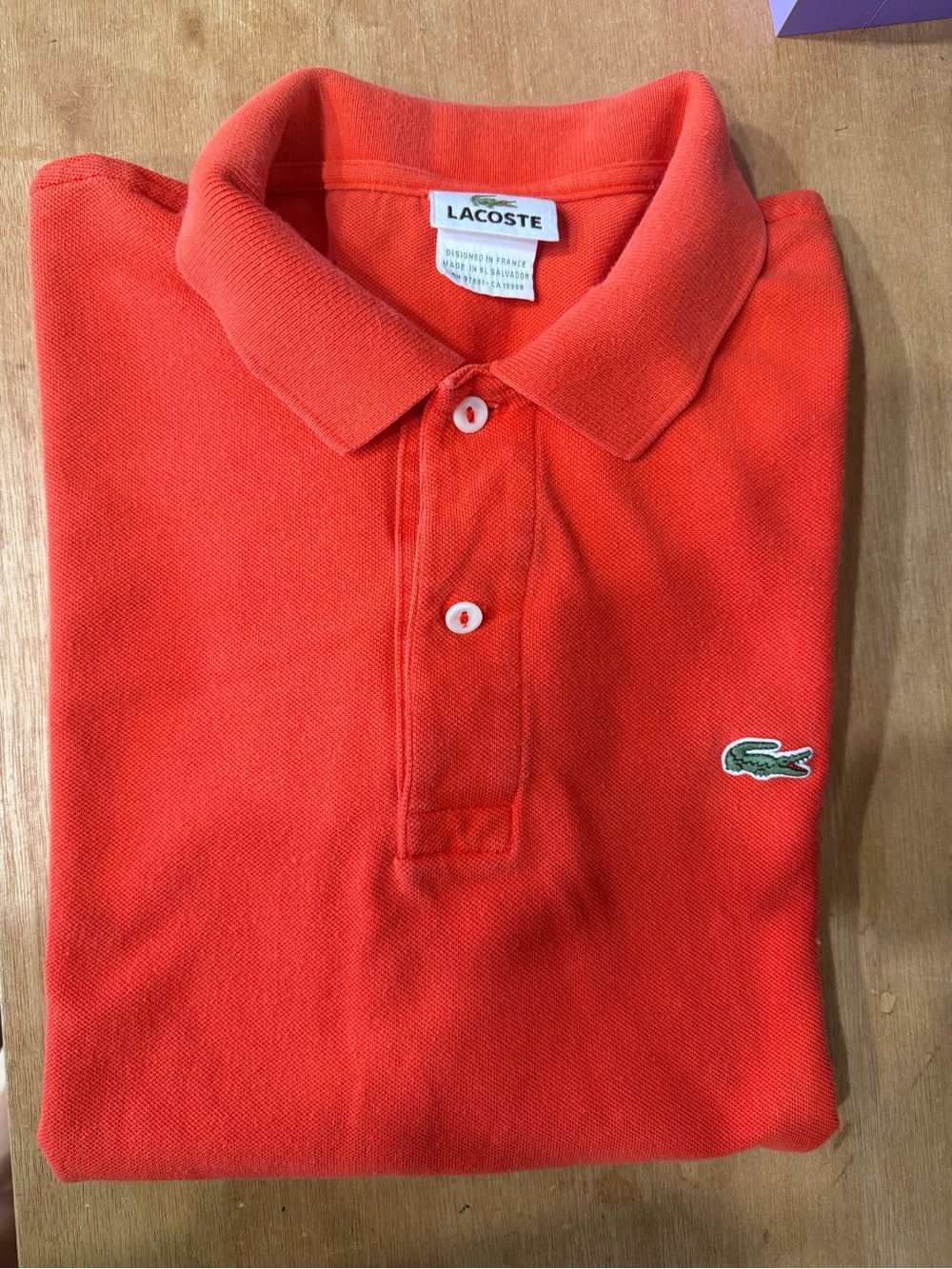 Lacoste Mens Orange Cotton Polo Shirt